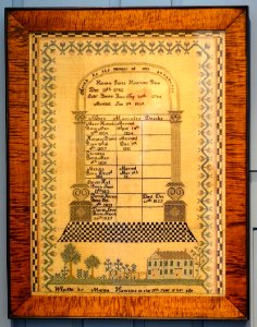Family record sampler by Martha Hawkins (born 1816), Springfield VT, 1829, silk on linen - Bennington Museum - Bennington, VT - DSC08930