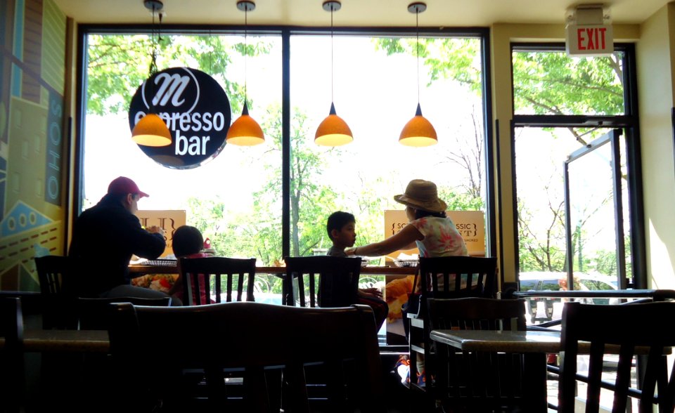 Family at a restaurant on a spring day in New Jersey