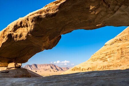 Wadi rum jordan rock bridge photo