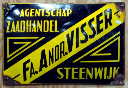 Fa Andr Visser, Agentschap Zaadhandel Steenwijk, emaille reklame bord