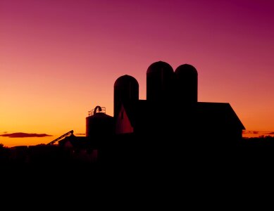 Agriculture silos dusk