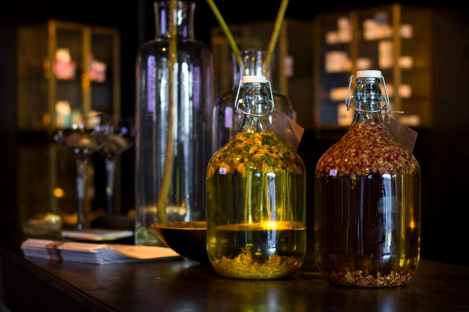 Glass herbs flowers