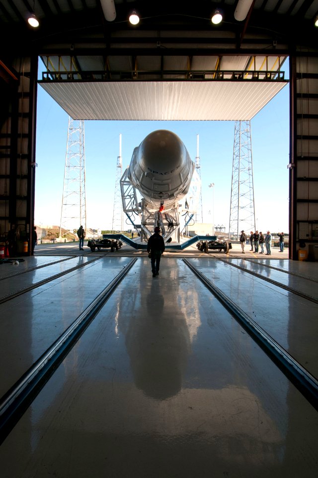Falcon 9 Leaving Hangar at Cape Canaveral