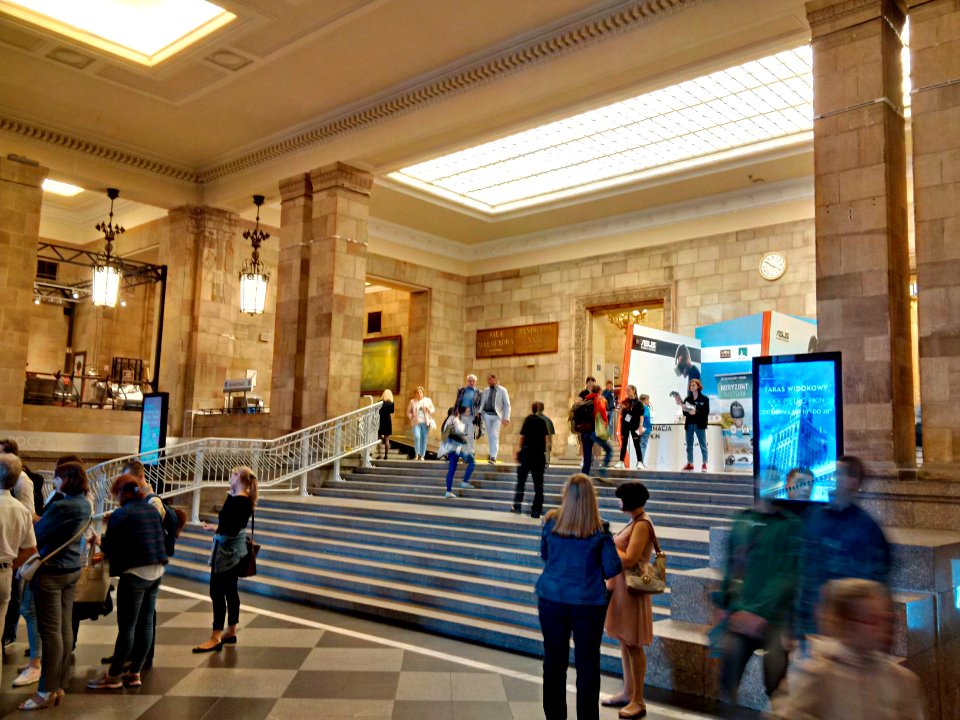 Entrance hall of Palace of Culture and Science in Warsaw, Poland, July 2019