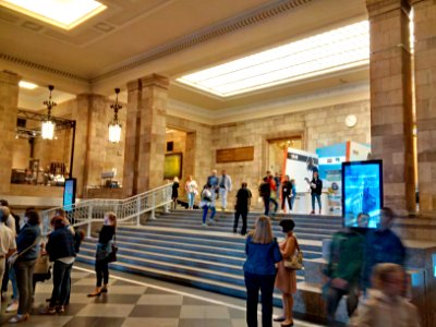 Entrance hall of Palace of Culture and Science in Warsaw, Poland, July 2019