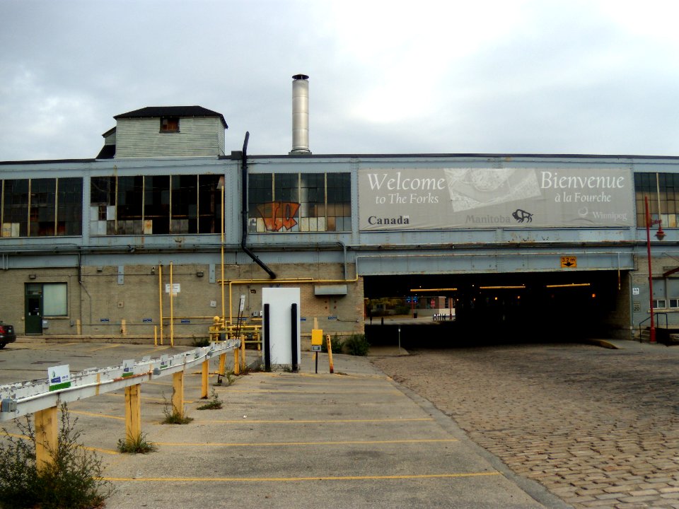 Entrance to tunnel under rail yards to The Forks in Winnipeg, Manitoba