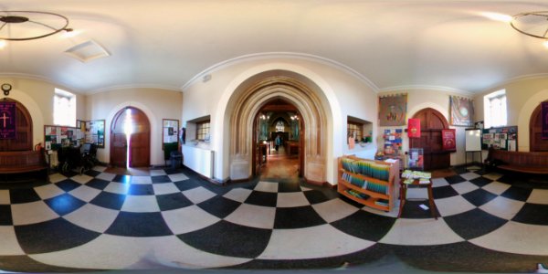Entrance, St Mary Magdalene's Church, Bexhill (360 panorama)