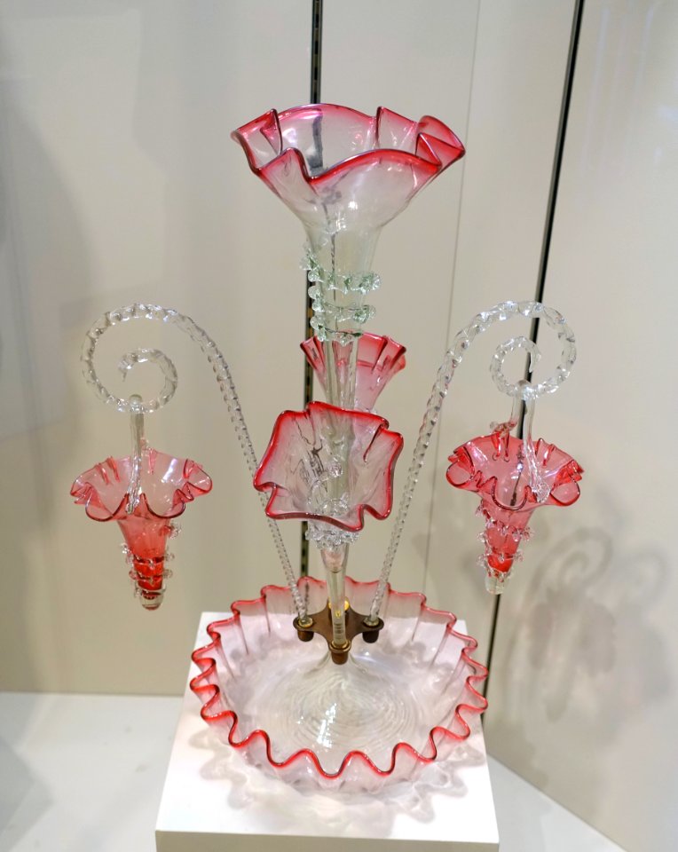 Epergne, unknown English maker, late 1800s, glass with metal fittings - Currier Museum of Art - Manchester, NH - DSC07242