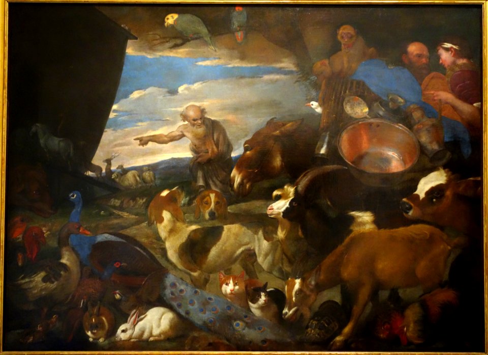 Entry of the Animals into the Ark, by il Grechetto (Giovanni Benedetto Castiglione), view 1, undated, oil on canvas - Accademia Ligustica di Belle Arti - DSC02189