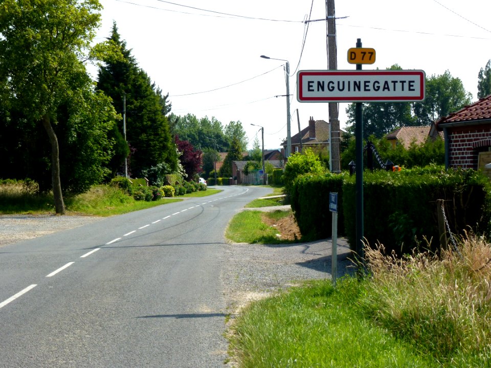 Enguinegatte (Pas-de-Calais, Fr) city limit sign