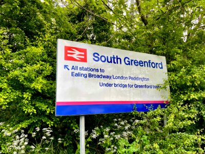 Entrance sign of Platform 2 of South Greenford, 2021