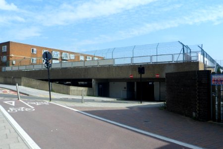 Entrance to London Road Car Park, New England Quarter, Brighton (August 2013)