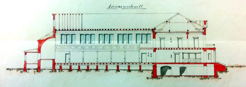 Entwurfsskizze Stadtsaal Kaufbeuren Längs