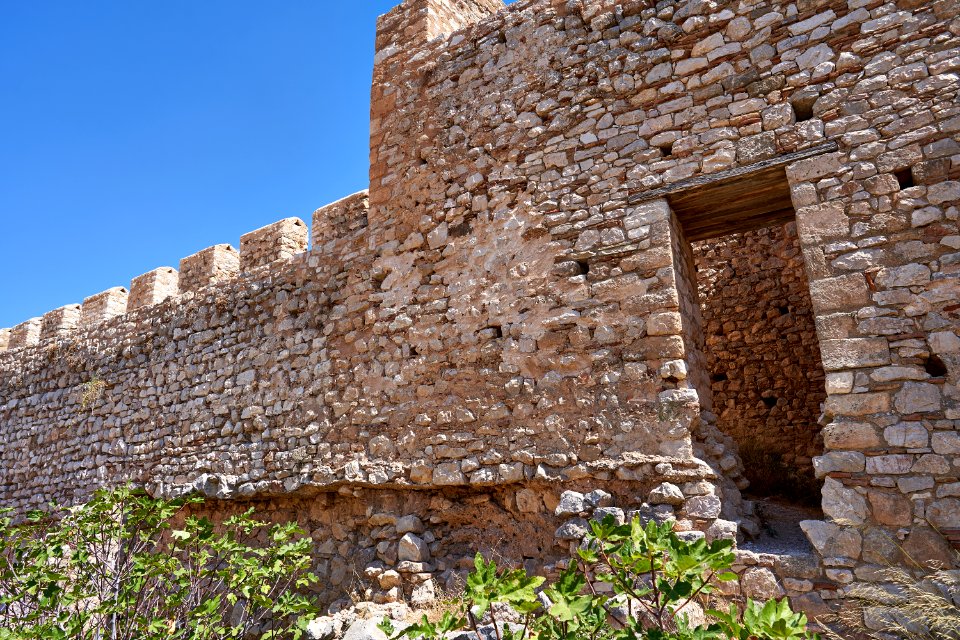Entrance to a tower on the fortification wall of Larissa Castle (Argos) on September 5, 2020