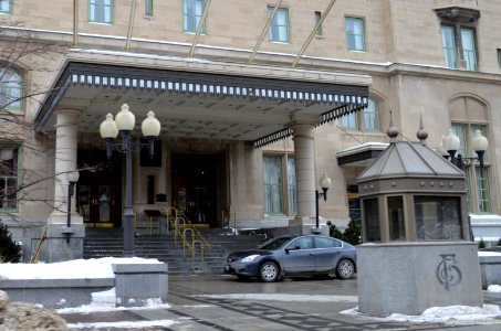 Entrance to Fort Garry Hotel in Winnipeg, Manitoba