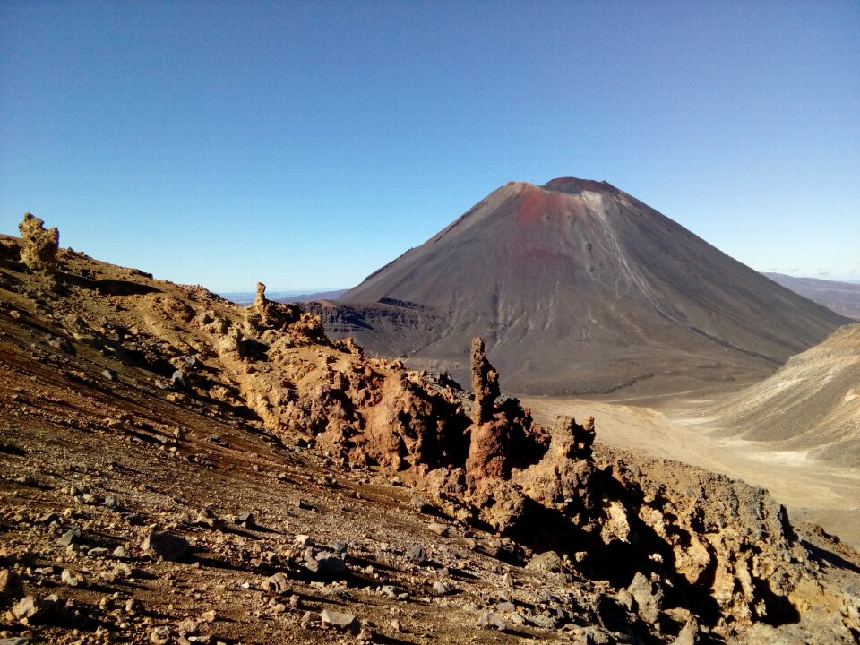 Volcanic landscape brown news photo