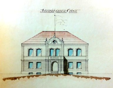 Entwurfsskzzse Stadtsaal Kaufbeuren Ostansicht