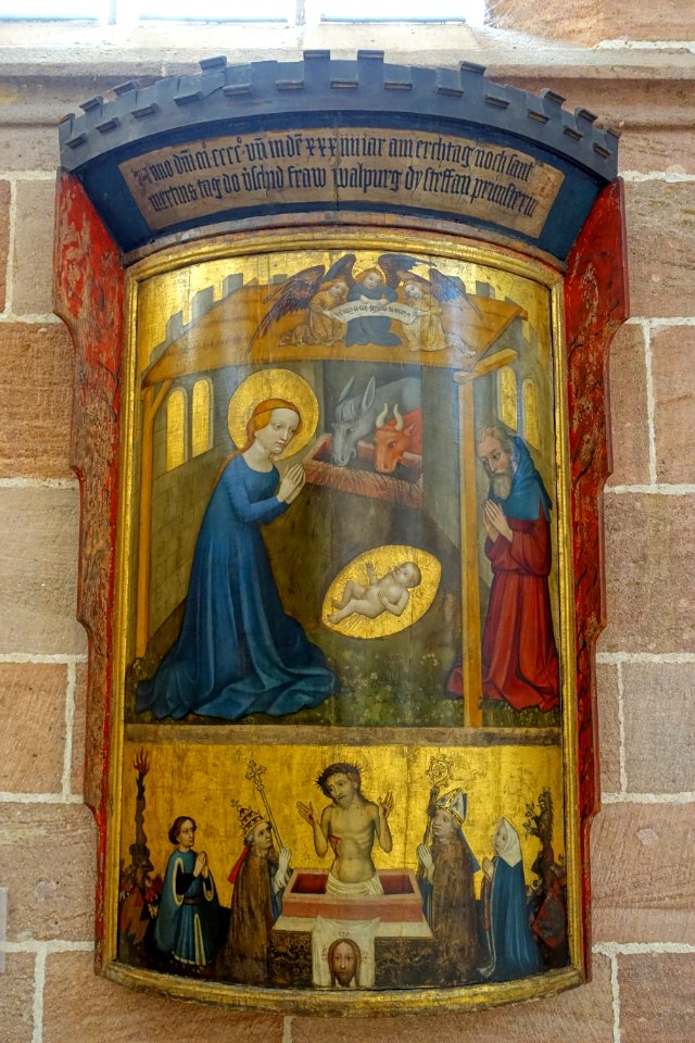Epitaph for Walburga Pruensterer, from the Dominican Church, Nuremberg, 1434, polychromed conifer - Germanisches Nationalmuseum - Nuremberg, Germany - DSC02821