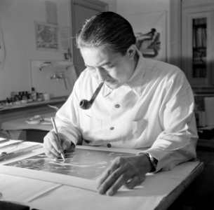 Eppo Doeve aan het werk in zijn atelier, Bestanddeelnr 252-0094