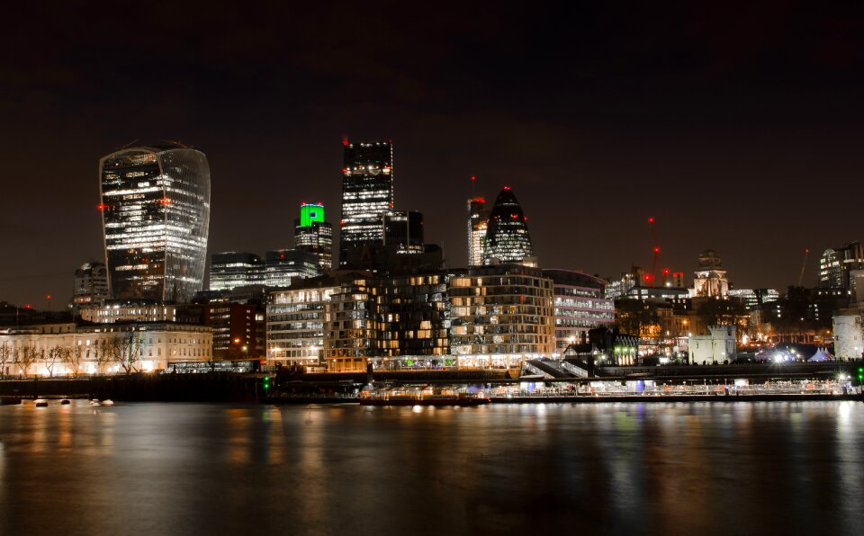 Night the city financial district