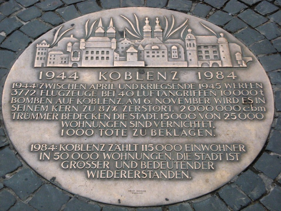 Erinnerungsplakette Koblenz Wiederaufbau