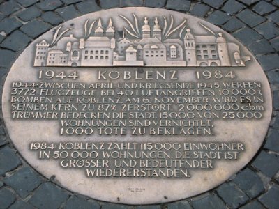 Erinnerungsplakette Koblenz Wiederaufbau