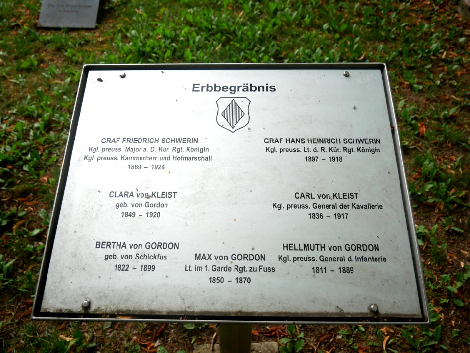 Erbbegräbnis Schwerin Tafel