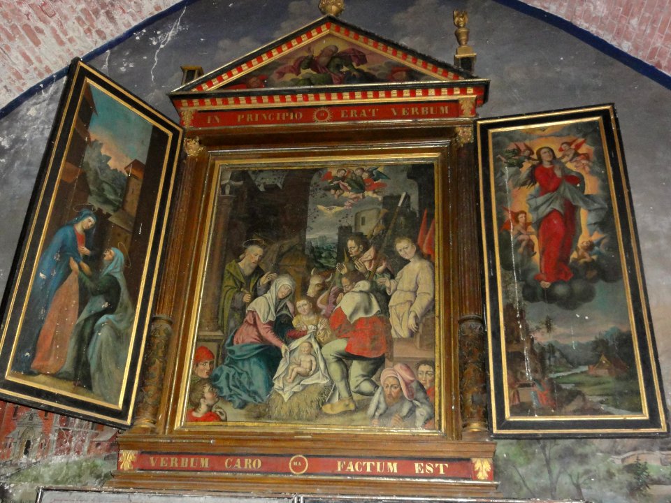 Eppe-Sauvage (Nord, Fr) église, triptique autel de la Vierge