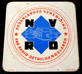 Enamel advertising sign, NVRD Nederlandse Vereniging van Radio-Detailhanderlaren