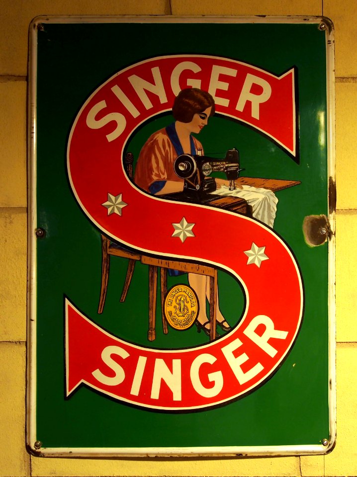 Enamel advertising sign, Singer
