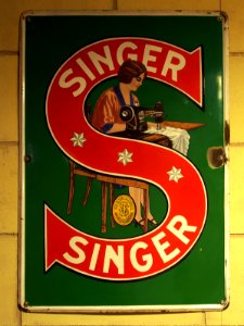 Enamel advertising sign, Singer