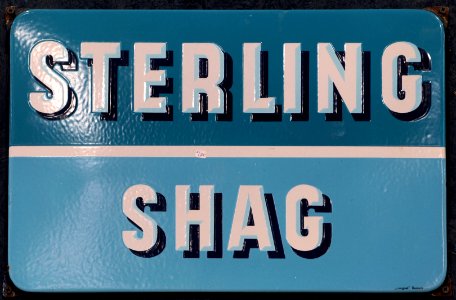 Enamel advertising sign, Sterling Shag