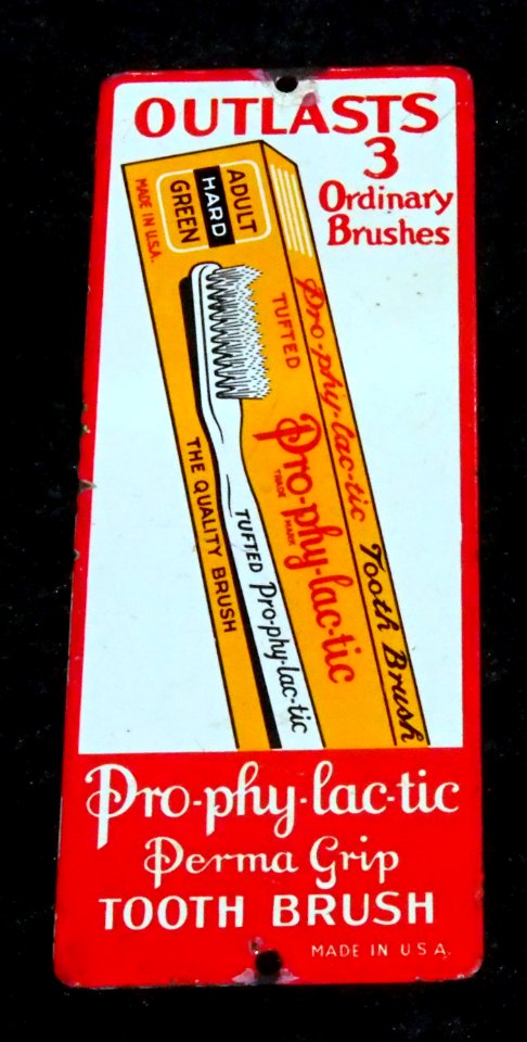 Enamel advertising sign, Pro-phy-lac-tic