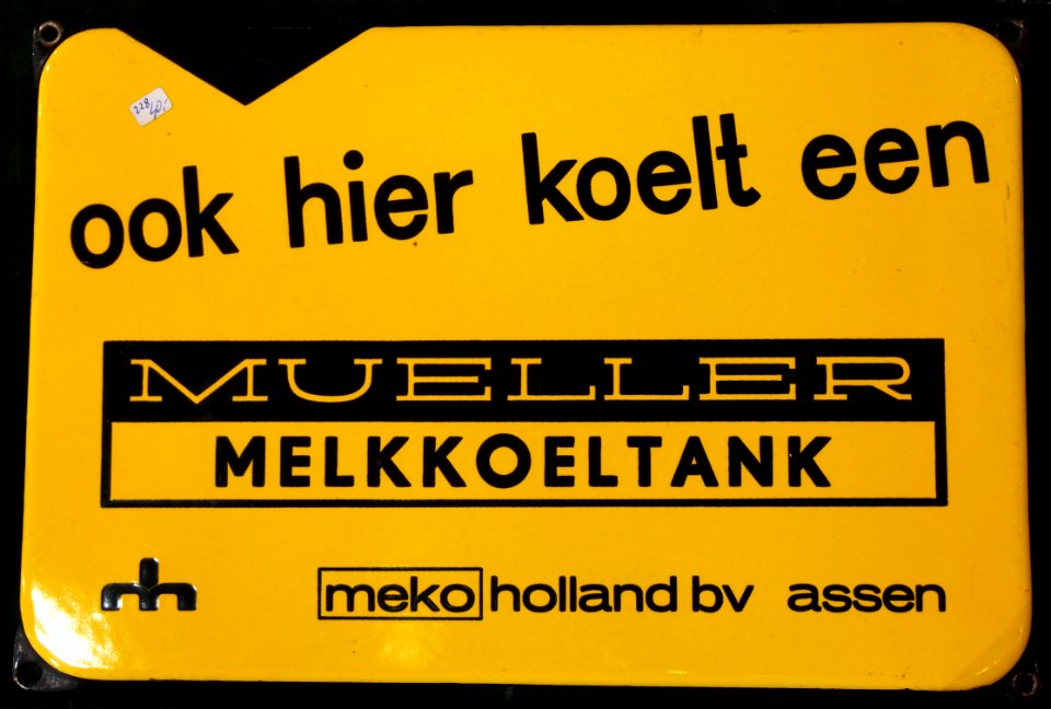 Enamel advertising sign, Mueller melloeltank, MEKO Holland bv, Assen