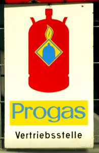 Enamel advertising sign, Progas Vertriebsstelle