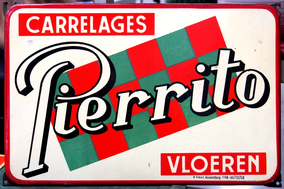 Enamel advertising sign, Pierrito, Carrelages Vloeren, Email Koekelberg