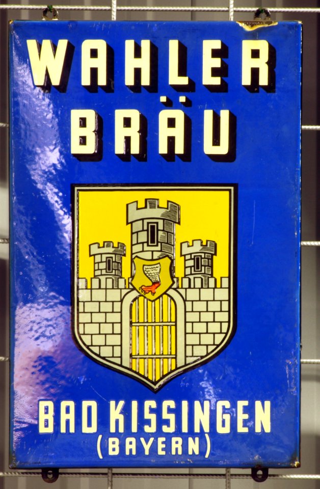 Enamel advertising sign, Wahler Bräu, Bad Kissinger