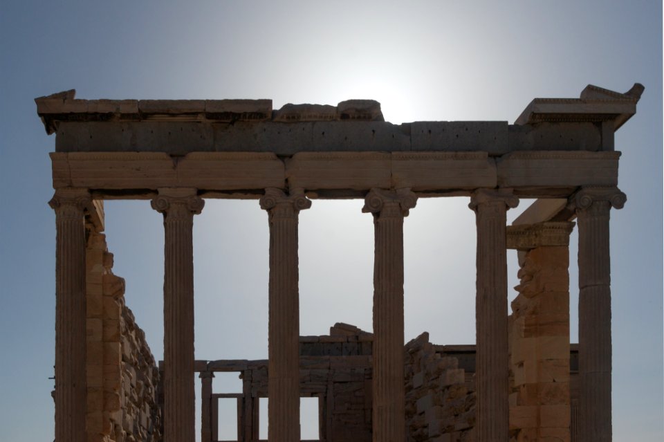 Erechtheum east contre-jour Acropolis, Athens, Greece