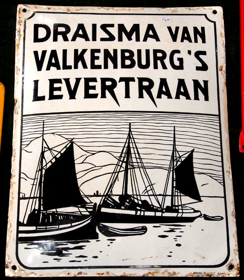 Enamel advertising sign, Draisma van Valkenburg's Levertraan