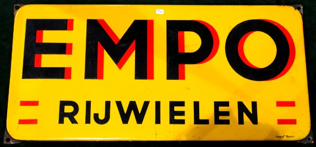 Enamel advertising sign, EMPO rijwielen, Langcat Bussum