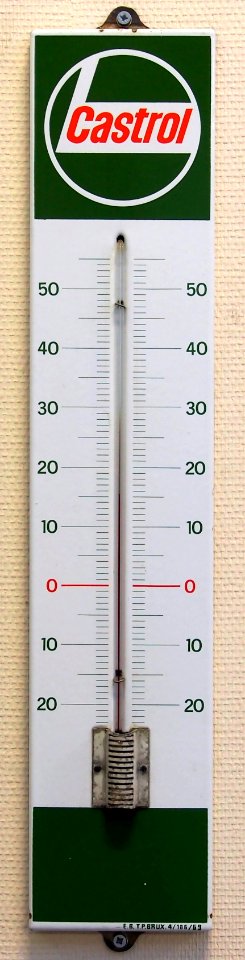 Enamel advertising sign, Castrol thermometer