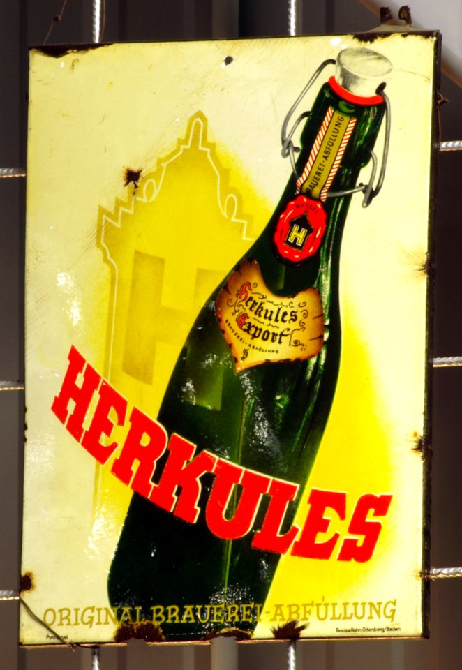 Enamel advertising sign, Herkules Export