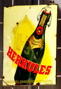 Enamel advertising sign, Herkules Export