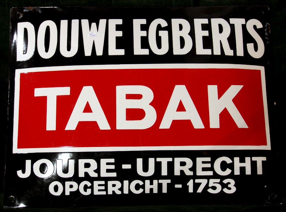 Enamel advertising sign, Douwe Egberts Tabak, Joure-Utrecht