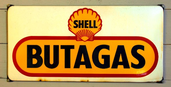 Enamel advertising sign, Shell Butagas