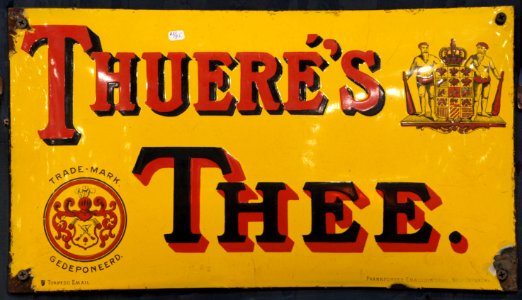 Enamel advertising sign, Thueré's Thee, Torpedo Email. Frankfurter Emailwerke Neu-Jsenburg. Frankfurter Emailwere