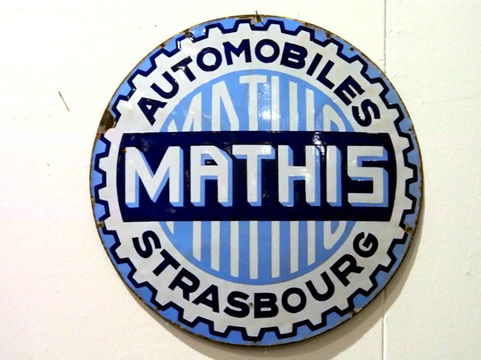 Enamel advertising sign, Marthis automobiles Strasbourg