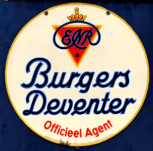 Enamel advertising sign, Burgers Deventer, Officieel Agent