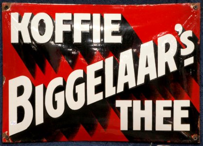 Enamel advertising sign, Biggelaar's Koffie Thee