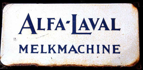Enamel advertising sign, Alva-Laval melkmachine